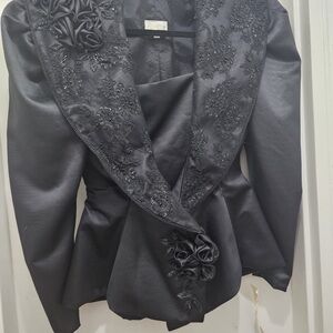 Elegant Black Embellished Women's Jacket